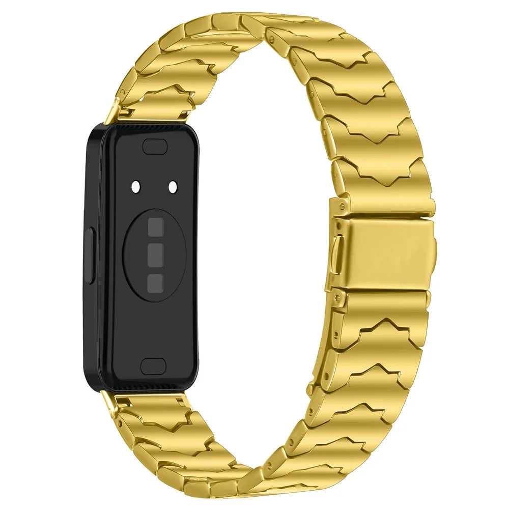 Bat Design Electroplate Color Watch Strap for Xiaomi Smart Band 10 / 9 / 8 Stainless Steel Adjustable Band with Folding Clasp - Gold - 1