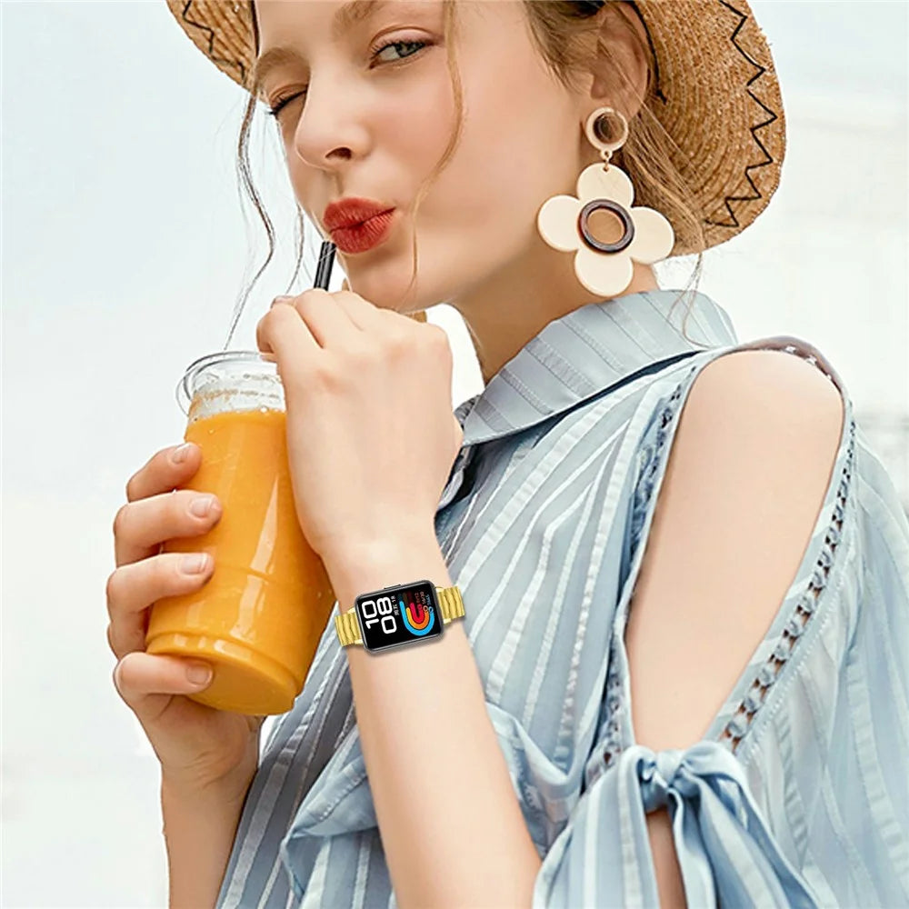 Bat Design Electroplate Color Watch Strap for Xiaomi Smart Band 10 / 9 / 8 Stainless Steel Adjustable Band with Folding Clasp - Gold - 5