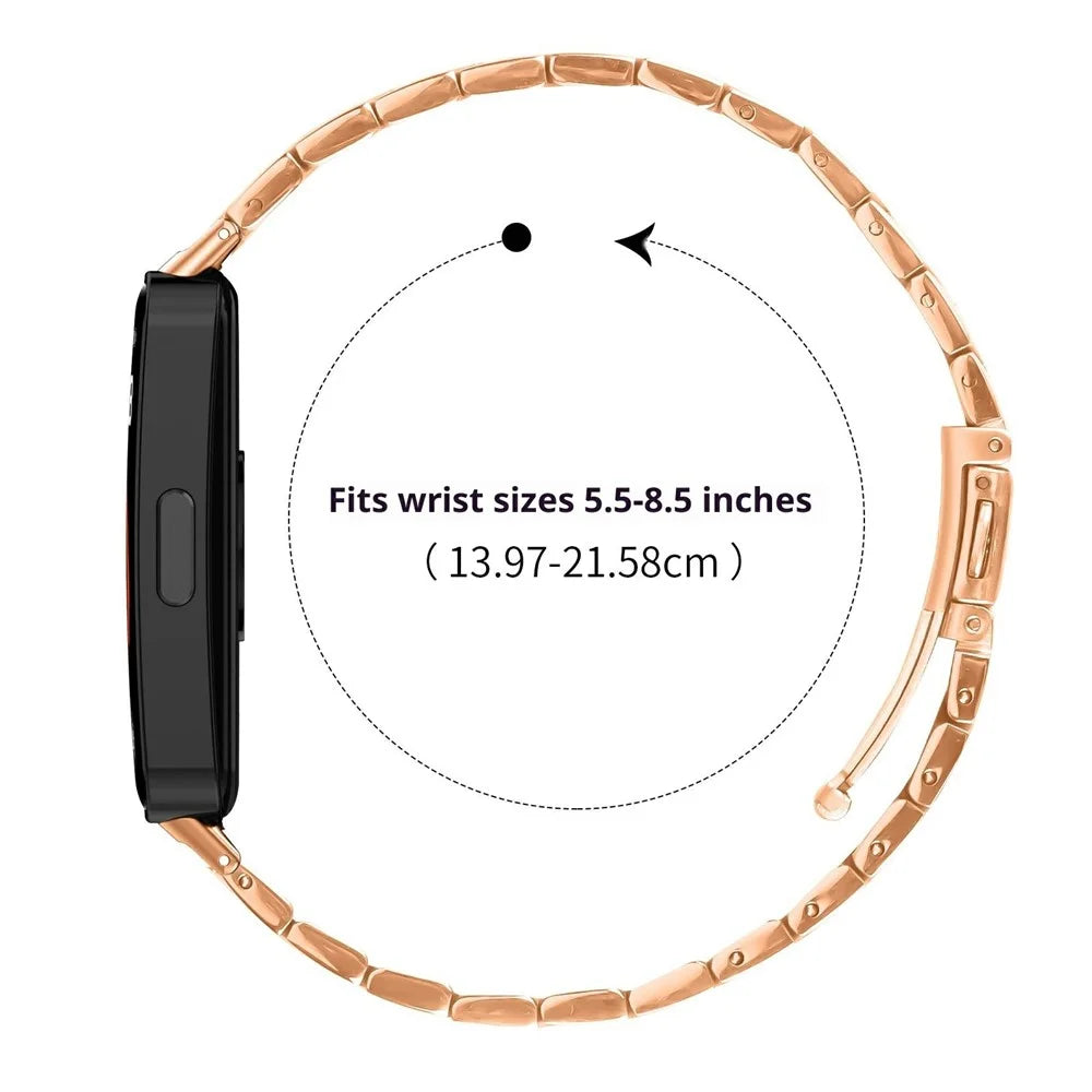 Bat Design Electroplate Color Watch Strap for Xiaomi Smart Band 10 / 9 / 8 Stainless Steel Adjustable Band with Folding Clasp - Gold - 6