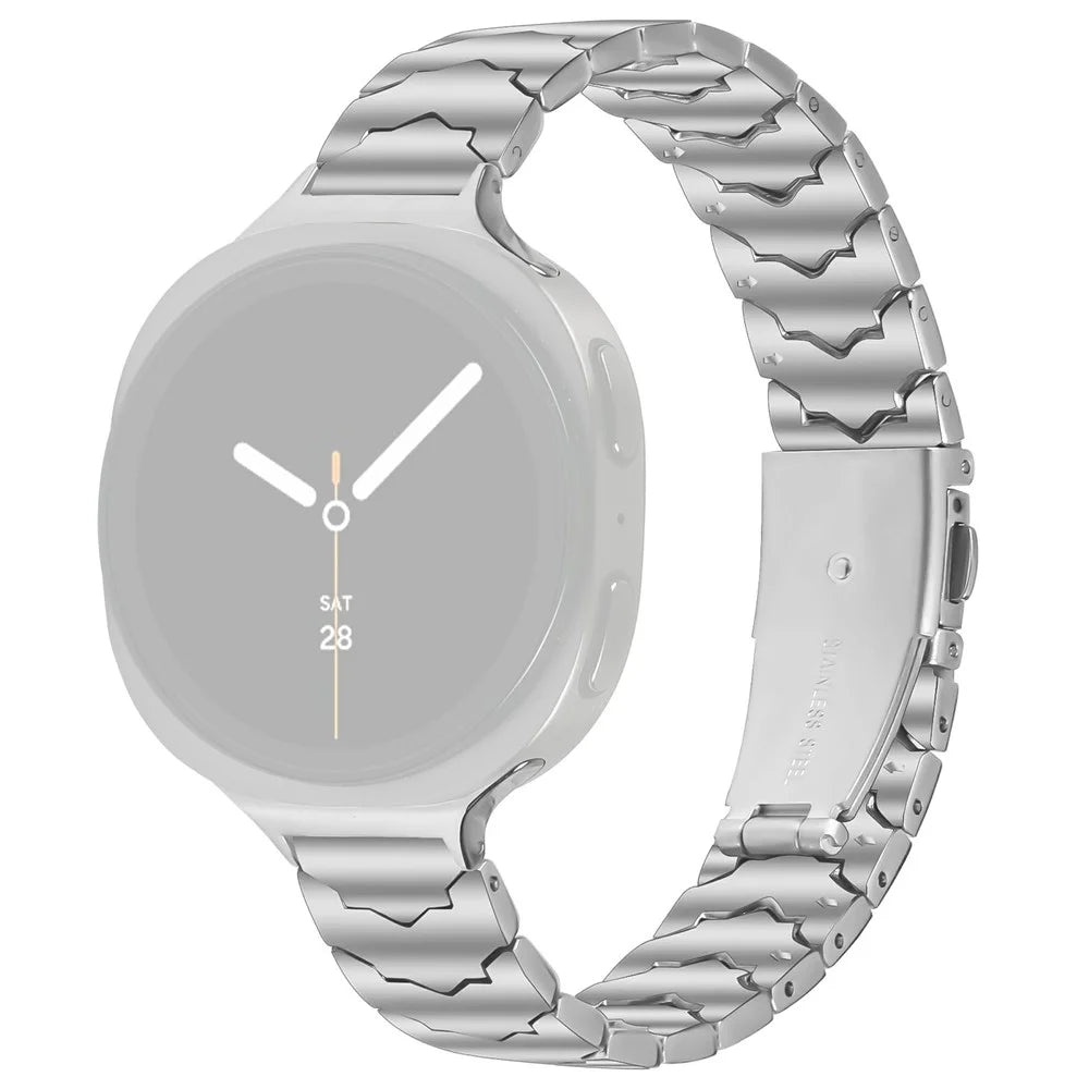 Bat Design Silver Watch Strap for Samsung Galaxy Watch8 44mm / 40mm / 8 Classic 46mm Stainless Steel Adjustable Band with Folding Clasp - 1
