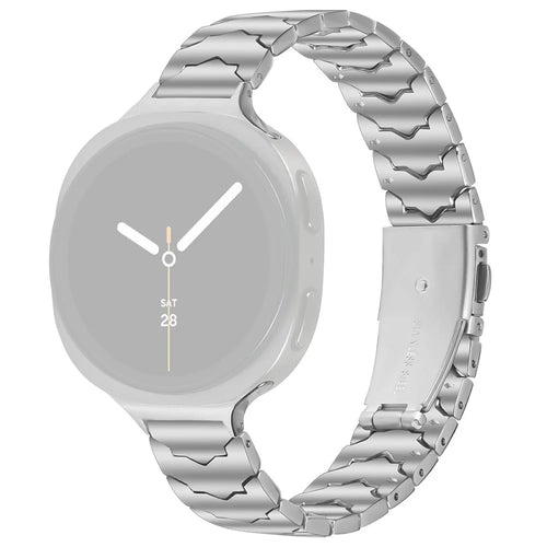 Bat Design Silver Watch Strap for Samsung Galaxy Watch8 44mm / 40mm / 8 Classic 46mm Stainless Steel Adjustable Band with Folding Clasp - 1