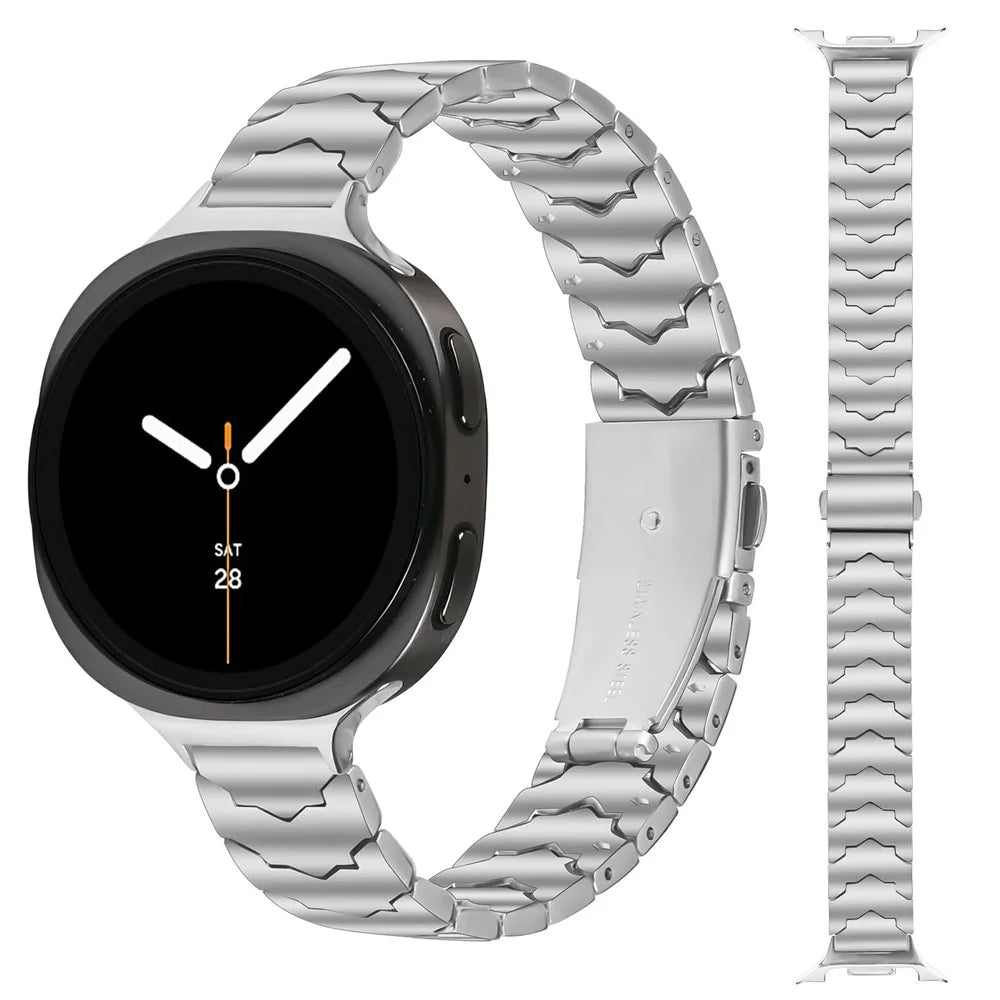 Bat Design Silver Watch Strap for Samsung Galaxy Watch8 44mm / 40mm / 8 Classic 46mm Stainless Steel Adjustable Band with Folding Clasp - 2
