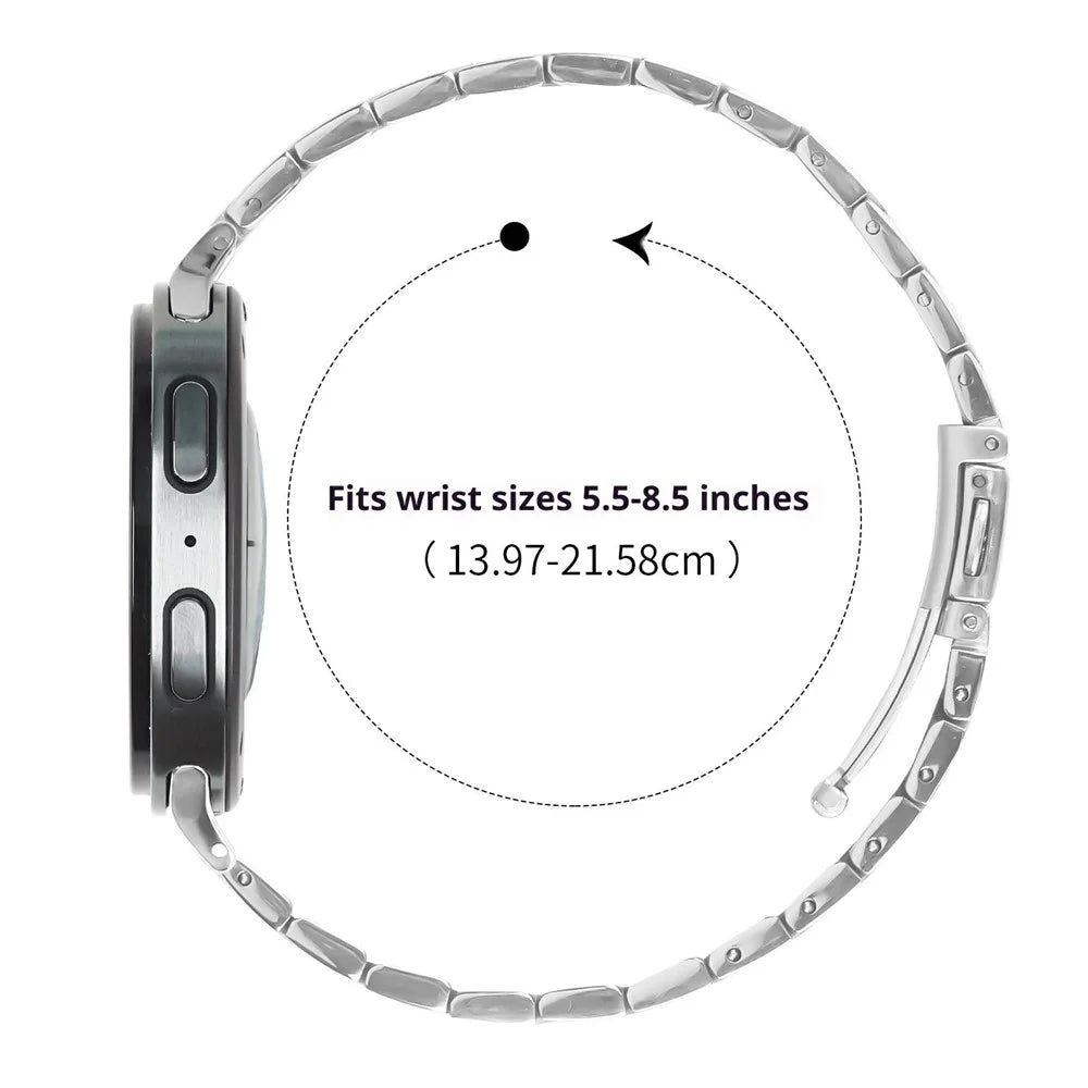 Bat Design Silver Watch Strap for Samsung Galaxy Watch8 44mm / 40mm / 8 Classic 46mm Stainless Steel Adjustable Band with Folding Clasp - 5