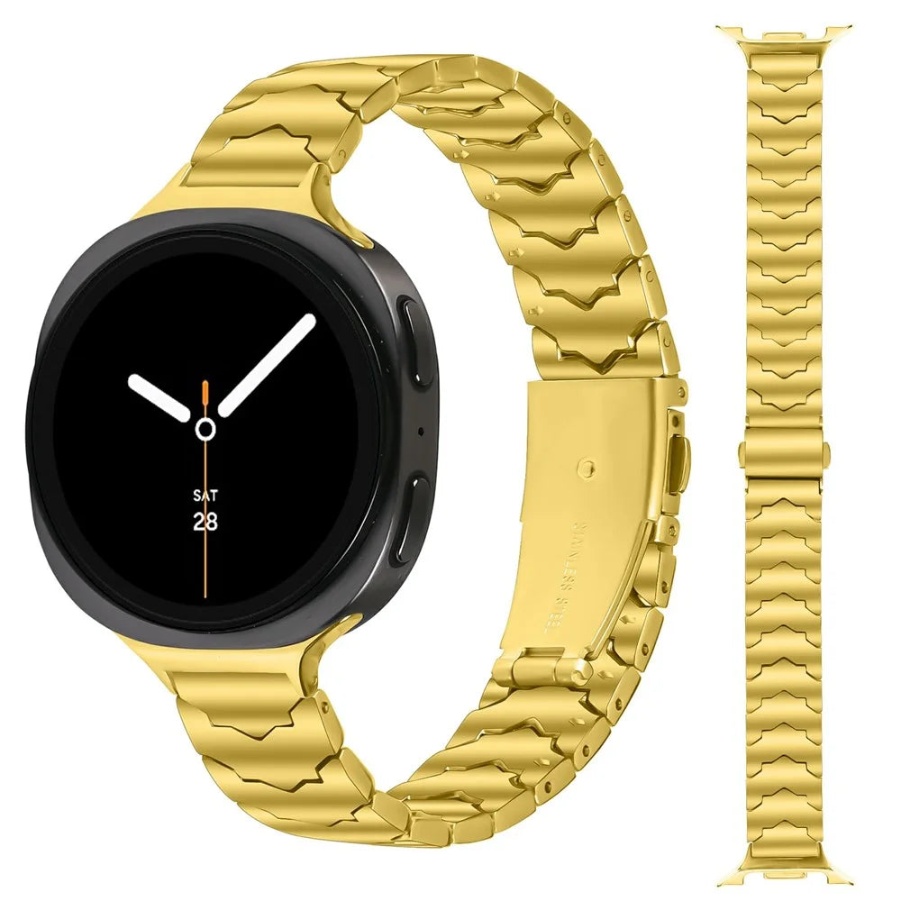 Bat Design Electroplate Color Watch Strap for Samsung Galaxy Watch8 44mm / 40mm / 8 Classic 46mm Stainless Steel Adjustable Band with Folding Clasp - Gold - 2