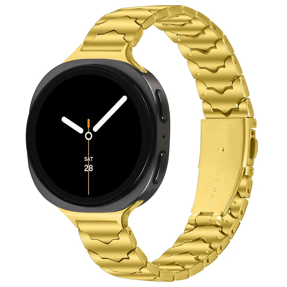 Bat Design Electroplate Color Watch Strap for Samsung Galaxy Watch8 44mm / 40mm / 8 Classic 46mm Stainless Steel Adjustable Band with Folding Clasp - Gold - 3