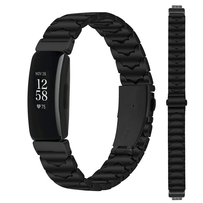 Bat Design Black Watch Strap for Fitbit Inspire / Inspire 2 / Inspire HR Stainless Steel Adjustable Band with Folding Clasp - 2