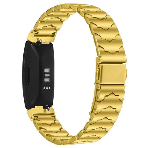 Bat Design Electroplate Color Watch Strap for Fitbit Inspire / Inspire 2 / Inspire HR Stainless Steel Adjustable Band with Folding Clasp - Gold - 1