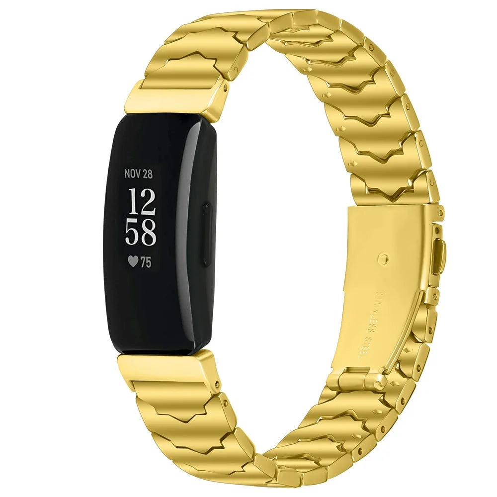Bat Design Electroplate Color Watch Strap for Fitbit Inspire / Inspire 2 / Inspire HR Stainless Steel Adjustable Band with Folding Clasp - Gold - 3