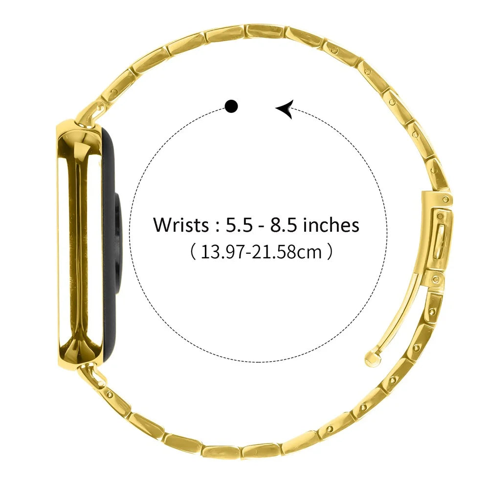 Bat Design Electroplate Color Watch Strap for Xiaomi Smart Band 10 Pro / 9 Pro / 8 Pro / Redmi Watch 6 / 5 / 4 Stainless Steel Adjustable Band with Folding Clasp - Gold - 5