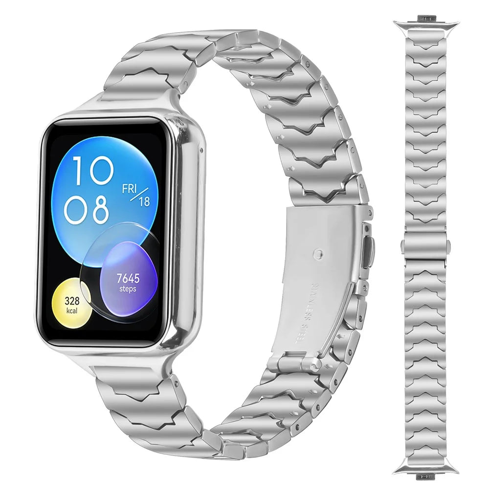 Bat Design Silver Watch Strap for Xiaomi Smart Band 10 Pro / 9 Pro / 8 Pro / Redmi Watch 6 / 5 / 4 Stainless Steel Adjustable Band with Folding Clasp - 2