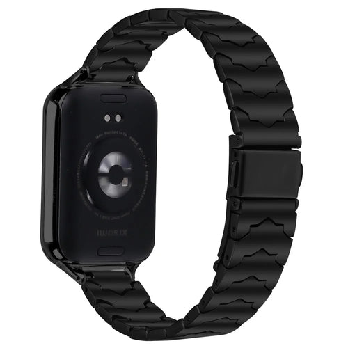 Bat Design Black Watch Strap for Xiaomi Smart Band 10 Pro / 9 Pro / 8 Pro / Redmi Watch 6 / 5 / 4 Stainless Steel Adjustable Band with Folding Clasp - 1