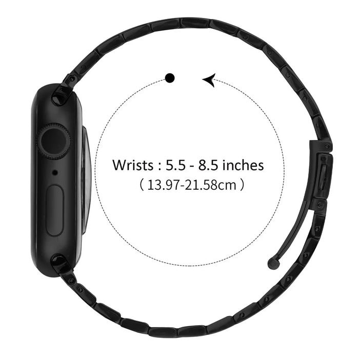 Bat Design Black Watch Strap for Apple Watch Series 11 10 42mm  /  9 8 7 41mm  /  SE3 SE2 SE 6 5 4 40mm  /  3 2 1 38mm Stainless Steel Adjustable Band with Folding Clasp - 5