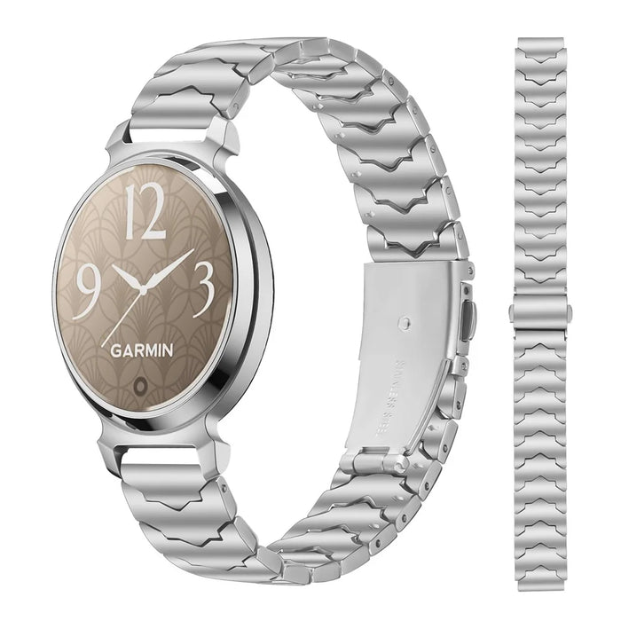 Bat Design Silver Watch Strap for Garmin Lily 2 Stainless Steel Adjustable Band with Folding Clasp - 2