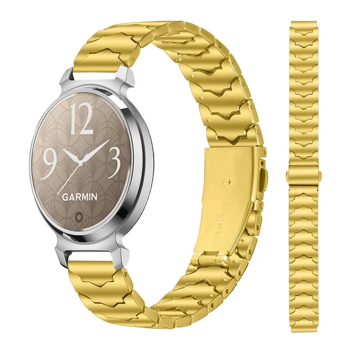Bat Design Electroplate Color Watch Strap for Garmin Lily 2 Stainless Steel Adjustable Band with Folding Clasp - Gold - 2