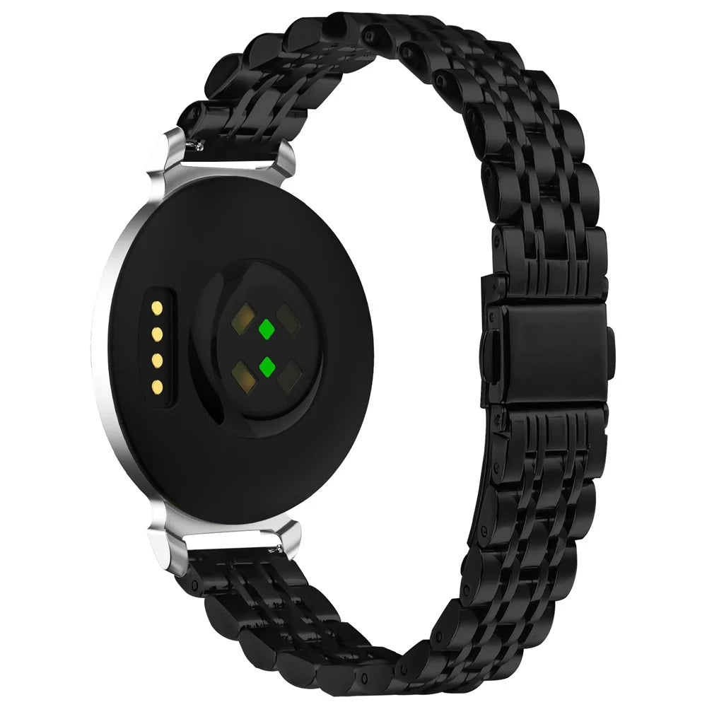 Black Watch Band For Garmin Lily 2 Slim 7-Bead Stainless Steel Strap - 1