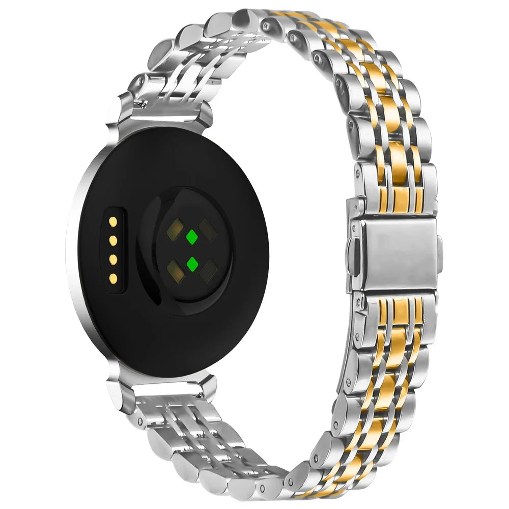 Electroplated Color Watch Band For Garmin Lily 2 Slim 7-Bead Stainless Steel Strap - Silver / Gold - 1