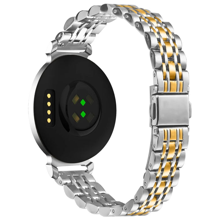 Electroplated Color Watch Band For Garmin Lily 2 Slim 7-Bead Stainless Steel Strap - Silver / Gold - 1