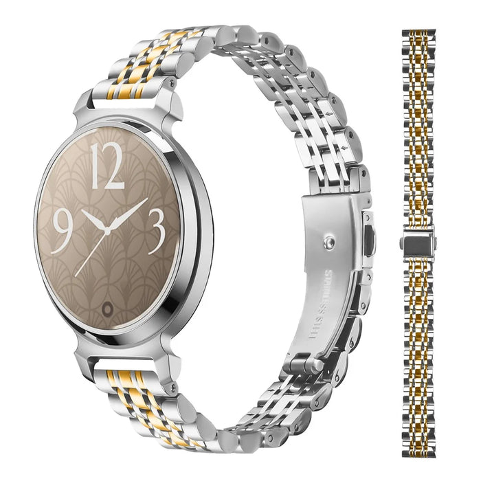 Electroplated Color Watch Band For Garmin Lily 2 Slim 7-Bead Stainless Steel Strap - Silver / Gold - 2