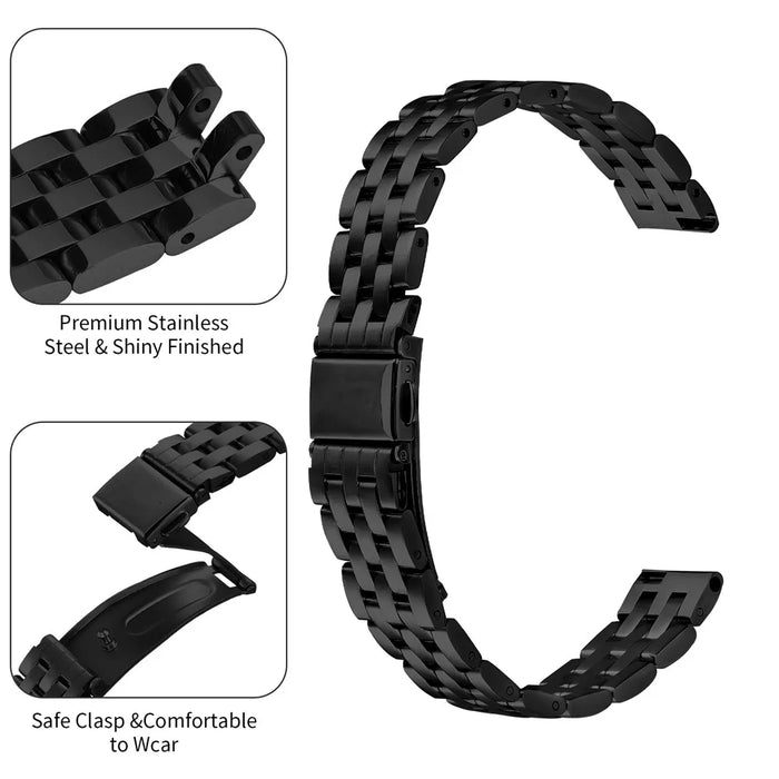 For Garmin Lily 2 Watch Band Slim Five-Bead Stainless Steel Black Strap - 3