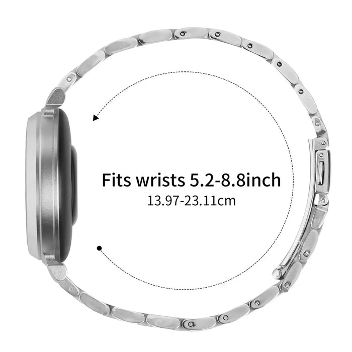 Slim 5-Bead Watch Band For Garmin Lily 2 Stainless Steel Strap - Silver / Black - 7