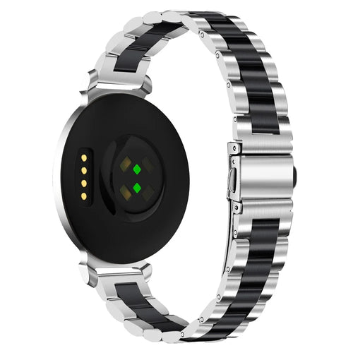 For Garmin Lily 2 Electroplate Color Stainless Steel Watch Band Three-Bead Replacement Strap - Black Splicing - 1