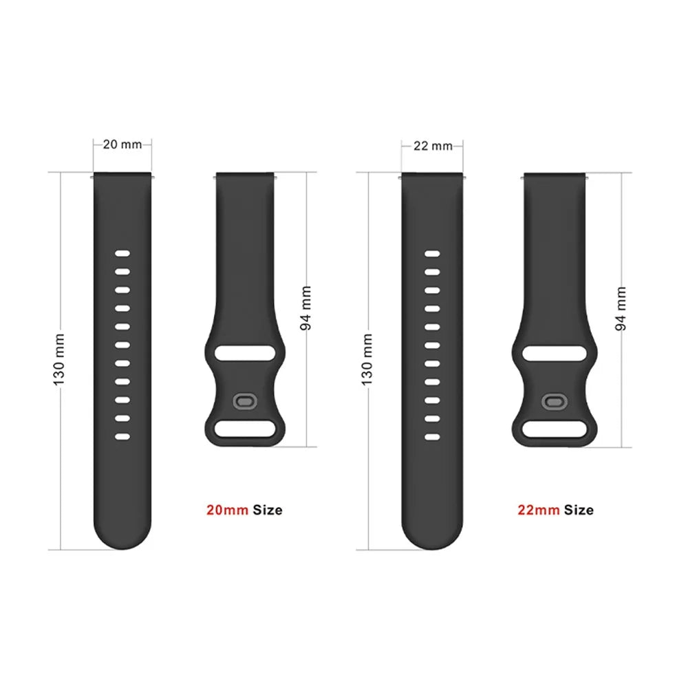 Replacement Silicone Wrist Strap Adjustable Smart Watch Band 22mm for Samsung Huawei Amazfit - Black - 6