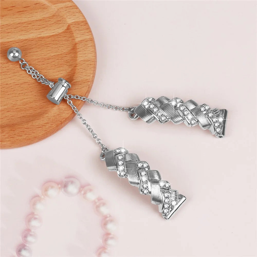 For Garmin Lily 2 Silver Rhinestone Heart Design Zinc Alloy Watch Strap Sliding Bracelet - 4