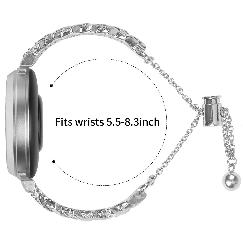 For Garmin Lily 2 Silver Rhinestone Heart Design Zinc Alloy Watch Strap Sliding Bracelet - 7