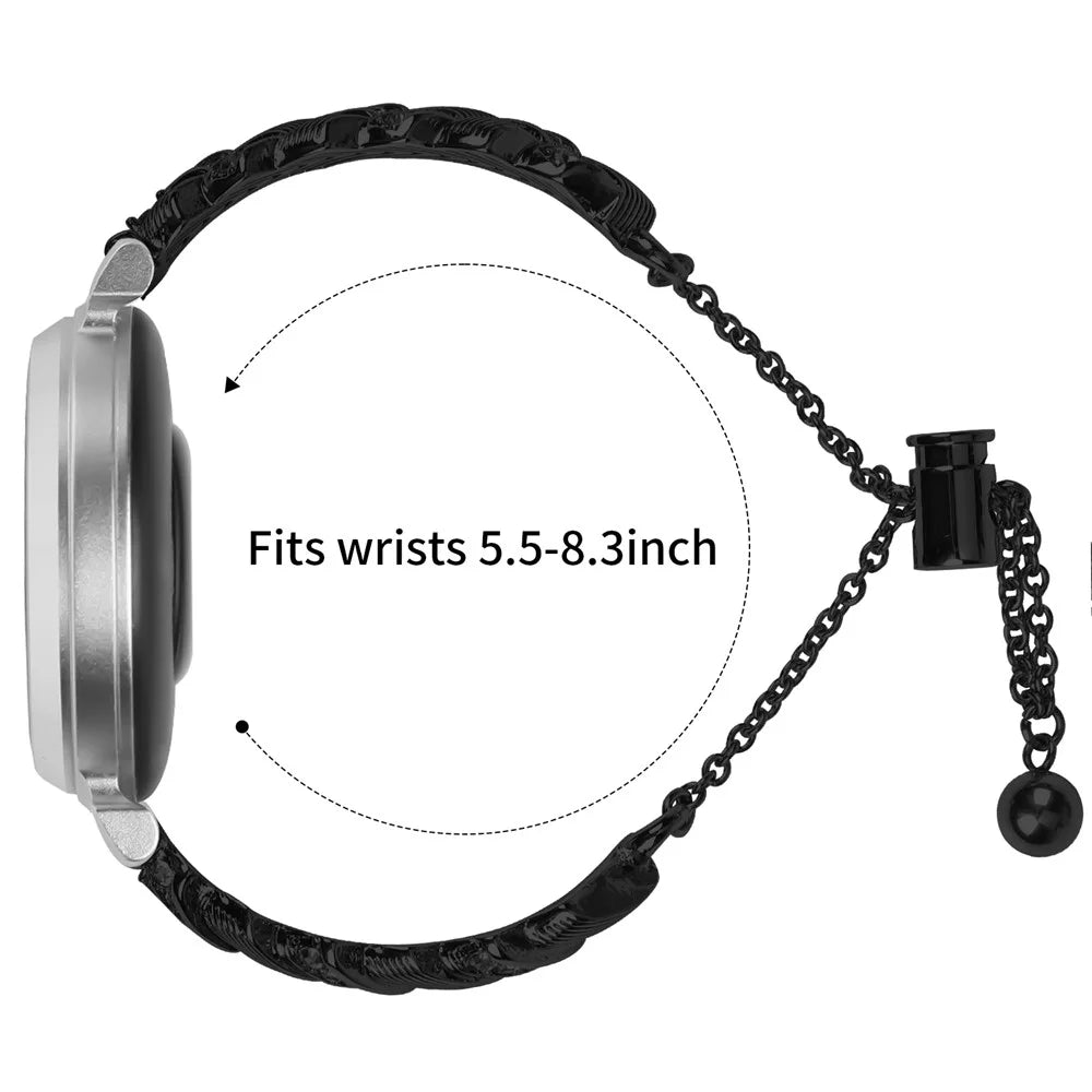 For Garmin Lily 2 Electroplate Color Rhinestone Heart Design Zinc Alloy Watch Strap Sliding Bracelet - Black - 7