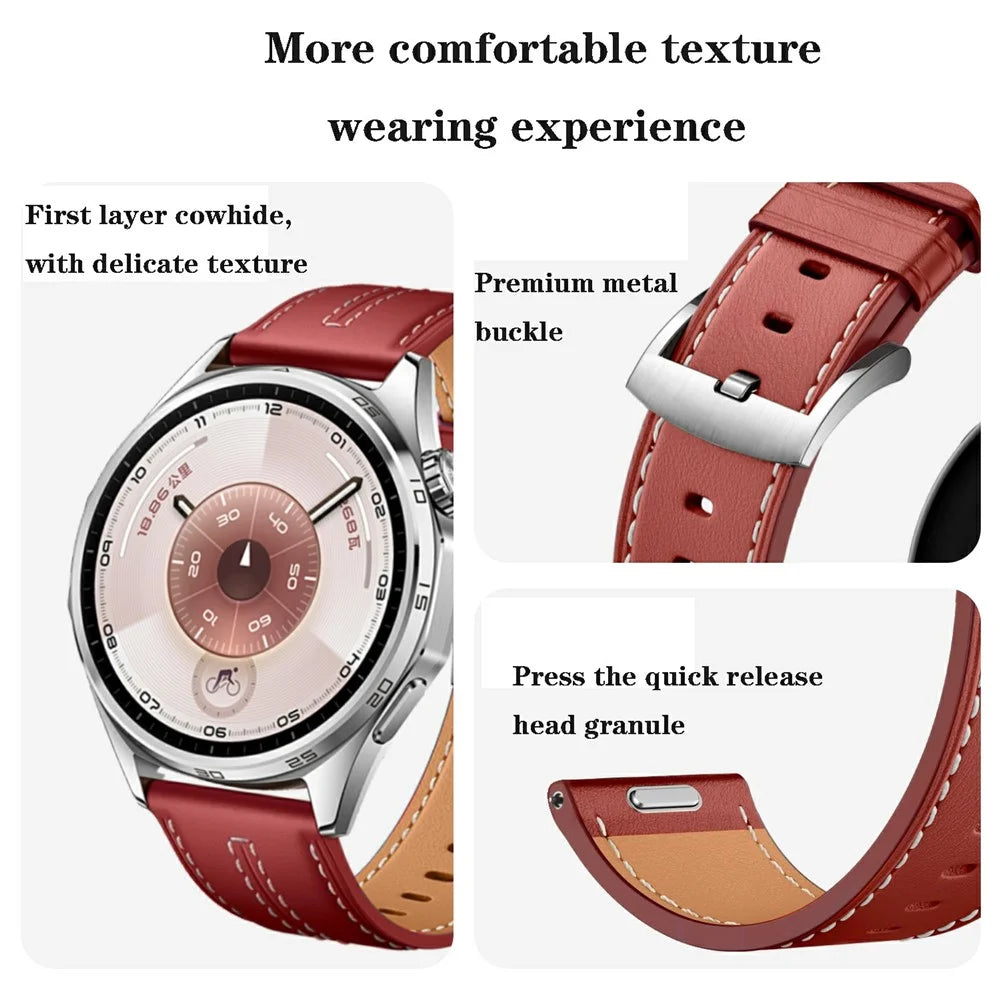 22mm Quick Release Strap for Huawei Watch GT 6 / 6 Pro / 5 46mm / Xiaomi Watch S4 / Garmin Vivoactive 4 Thread Stitching Genuine Leather Watch Band - White - 6