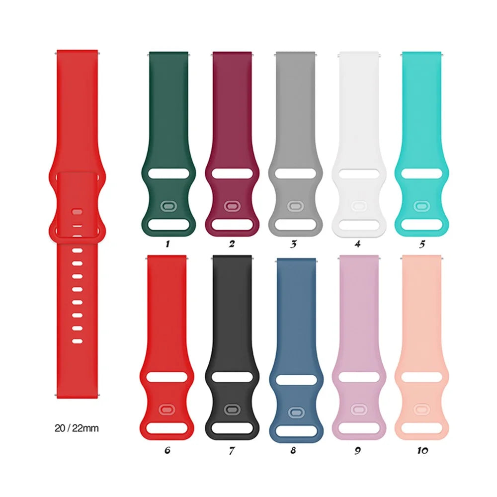 Silicone Watchband Adjustable Wrist Strap 20mm for Samsung Huawei Amazfit Smart Watch - Black - 7