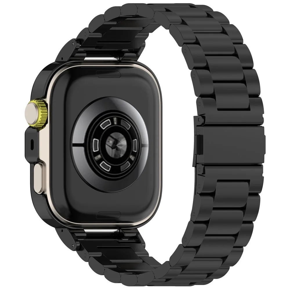 For Huawei Watch Fit 4 Integrated Strap with Metal Frame 3-Link Stainless Steel Watch Band - Black - 2