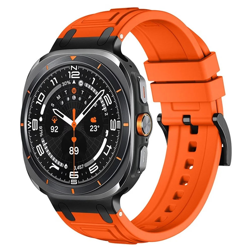 For Samsung Galaxy Watch Ultra2 47mm / Watch Ultra (2025) 47mm / Watch Ultra 47mm Armor Silicone Watch Band Adjustable Strap Durable Protection - Orange - 2