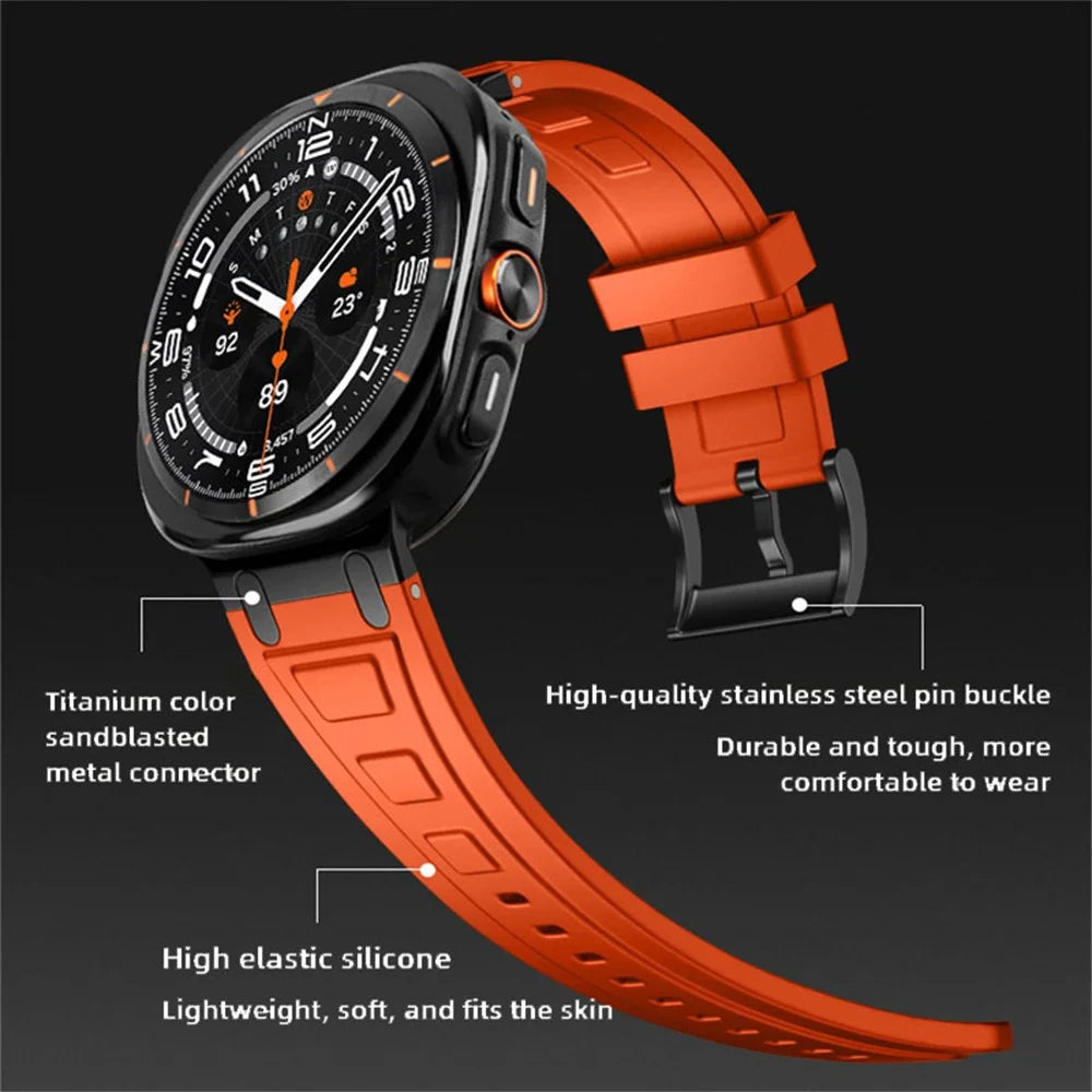 For Samsung Galaxy Watch Ultra2 47mm / Watch Ultra (2025) 47mm / Watch Ultra 47mm Armor Silicone Watch Band Adjustable Strap Durable Protection - Orange - 4
