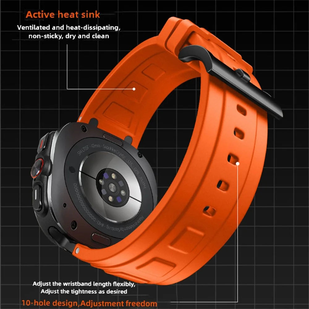 For Samsung Galaxy Watch Ultra2 47mm / Watch Ultra (2025) 47mm / Watch Ultra 47mm Armor Silicone Watch Band Adjustable Strap Durable Protection - Orange - 5