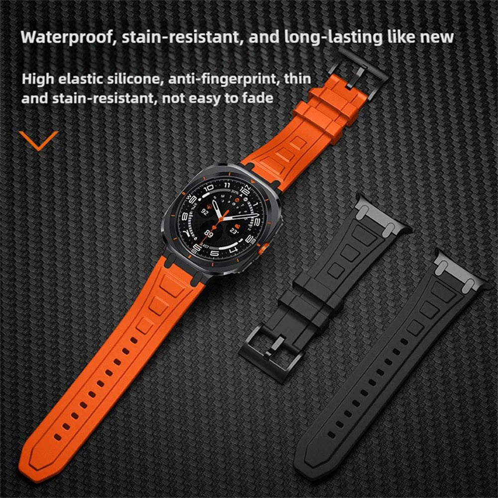 For Samsung Galaxy Watch Ultra2 47mm / Watch Ultra (2025) 47mm / Watch Ultra 47mm Armor Silicone Watch Band Adjustable Strap Durable Protection - Orange - 6
