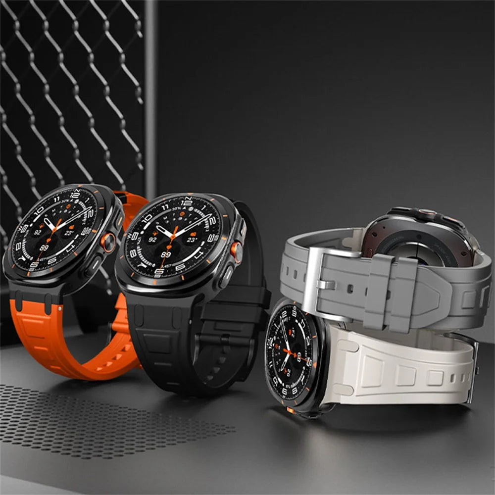 For Samsung Galaxy Watch Ultra2 47mm / Watch Ultra (2025) 47mm / Watch Ultra 47mm Armor Silicone Watch Band Adjustable Strap Durable Protection - Orange - 7
