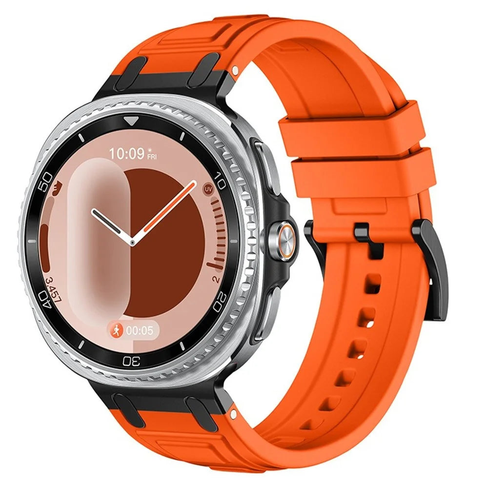 Armor Silicone Watch Band for Samsung Galaxy Watch8 44mm / 40mm / 8 Classic 46mm Adjustable Strap Durable Protection - Orange - 2