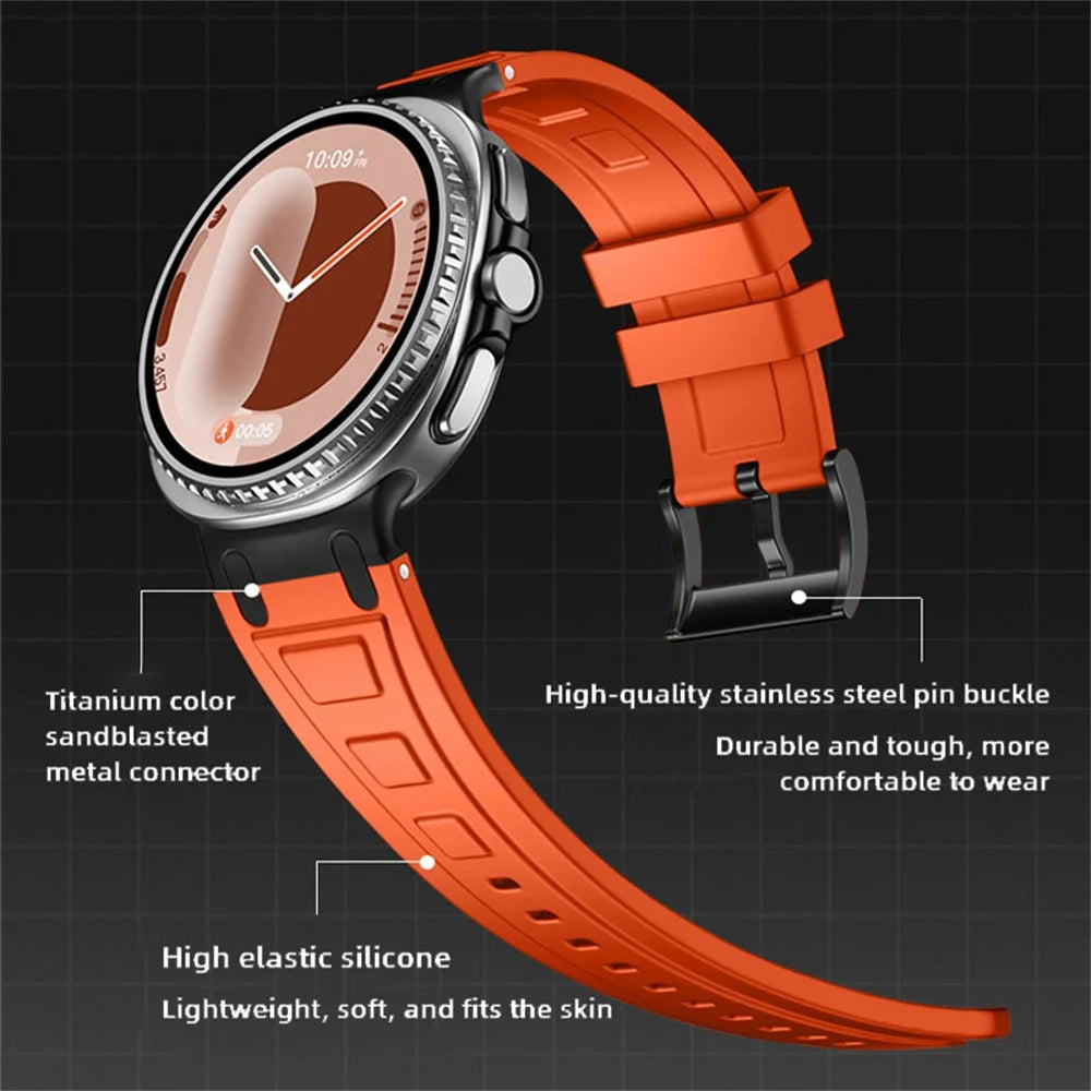 Armor Silicone Watch Band for Samsung Galaxy Watch8 44mm / 40mm / 8 Classic 46mm Adjustable Strap Durable Protection - Orange - 3