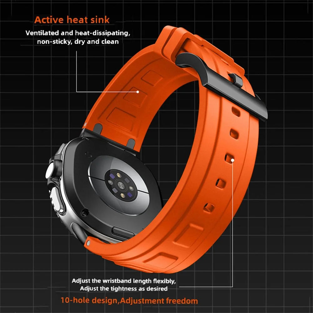 Armor Silicone Watch Band for Samsung Galaxy Watch8 44mm / 40mm / 8 Classic 46mm Adjustable Strap Durable Protection - Orange - 4