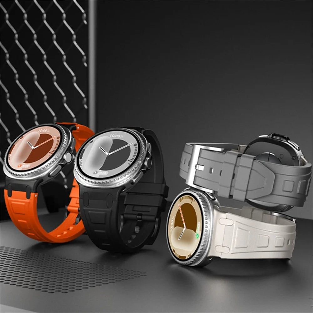 Armor Silicone Watch Band for Samsung Galaxy Watch8 44mm / 40mm / 8 Classic 46mm Adjustable Strap Durable Protection - Orange - 7