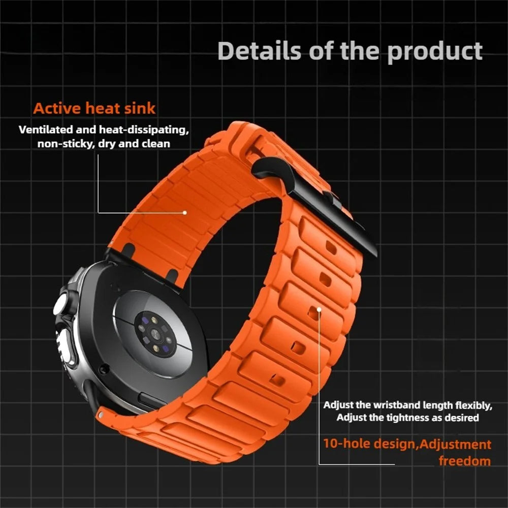 Thickened Silicone Strap for Samsung Galaxy Watch8 44mm / 40mm / 8 Classic 46mm Watch Band - Orange - 5