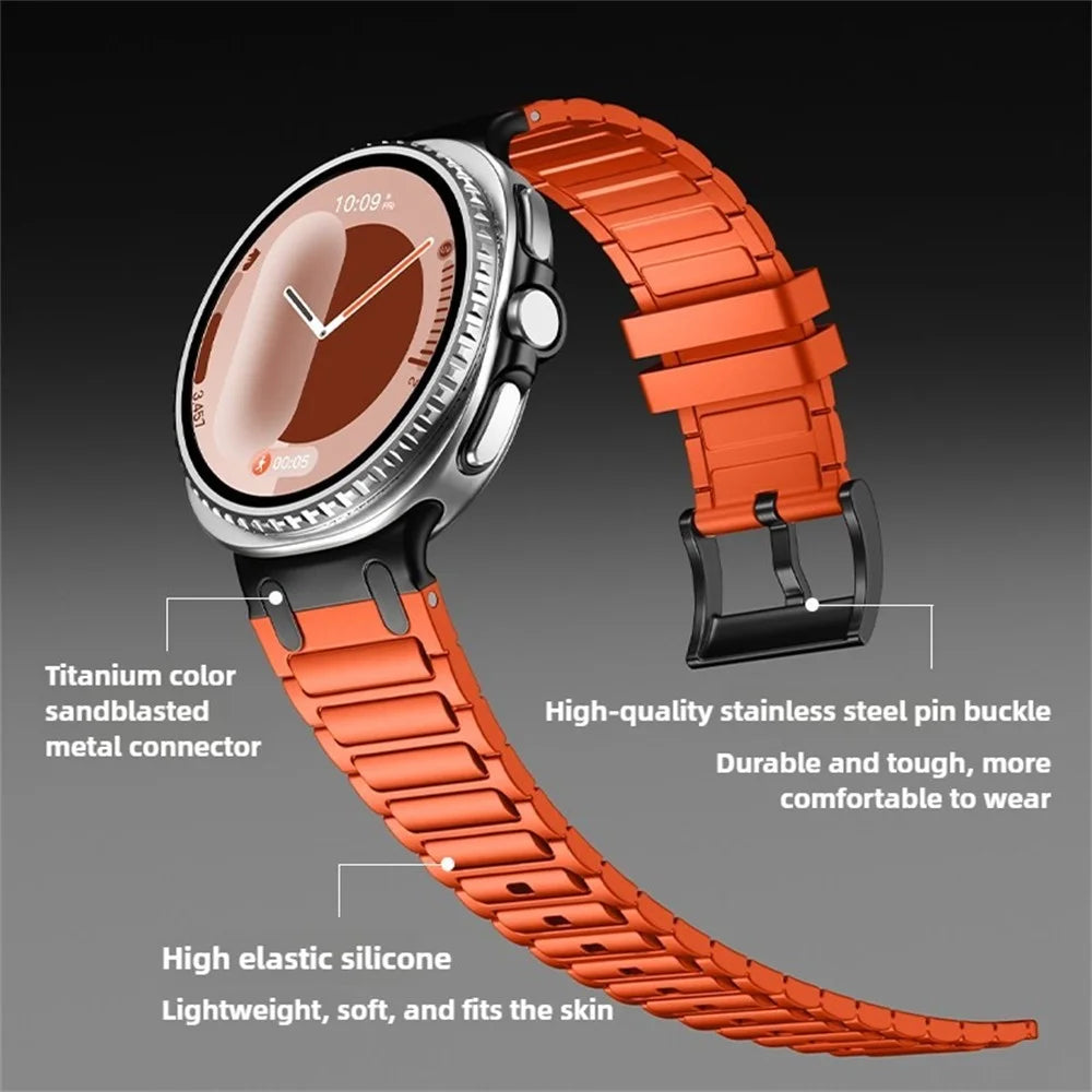 Thickened Silicone Strap for Samsung Galaxy Watch8 44mm / 40mm / 8 Classic 46mm Watch Band - Orange - 7