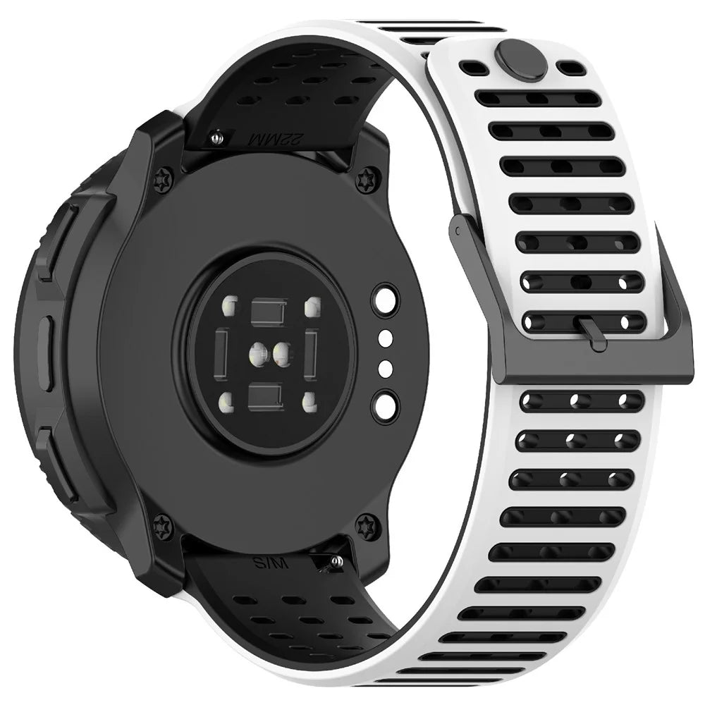 For Suunto Vertical 2 Dual Color Silicone Band Multi Hole Design Adjustable Watch Strap - White  /  Black - 1