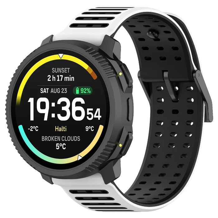 For Suunto Vertical 2 Dual Color Silicone Band Multi Hole Design Adjustable Watch Strap - White  /  Black - 2