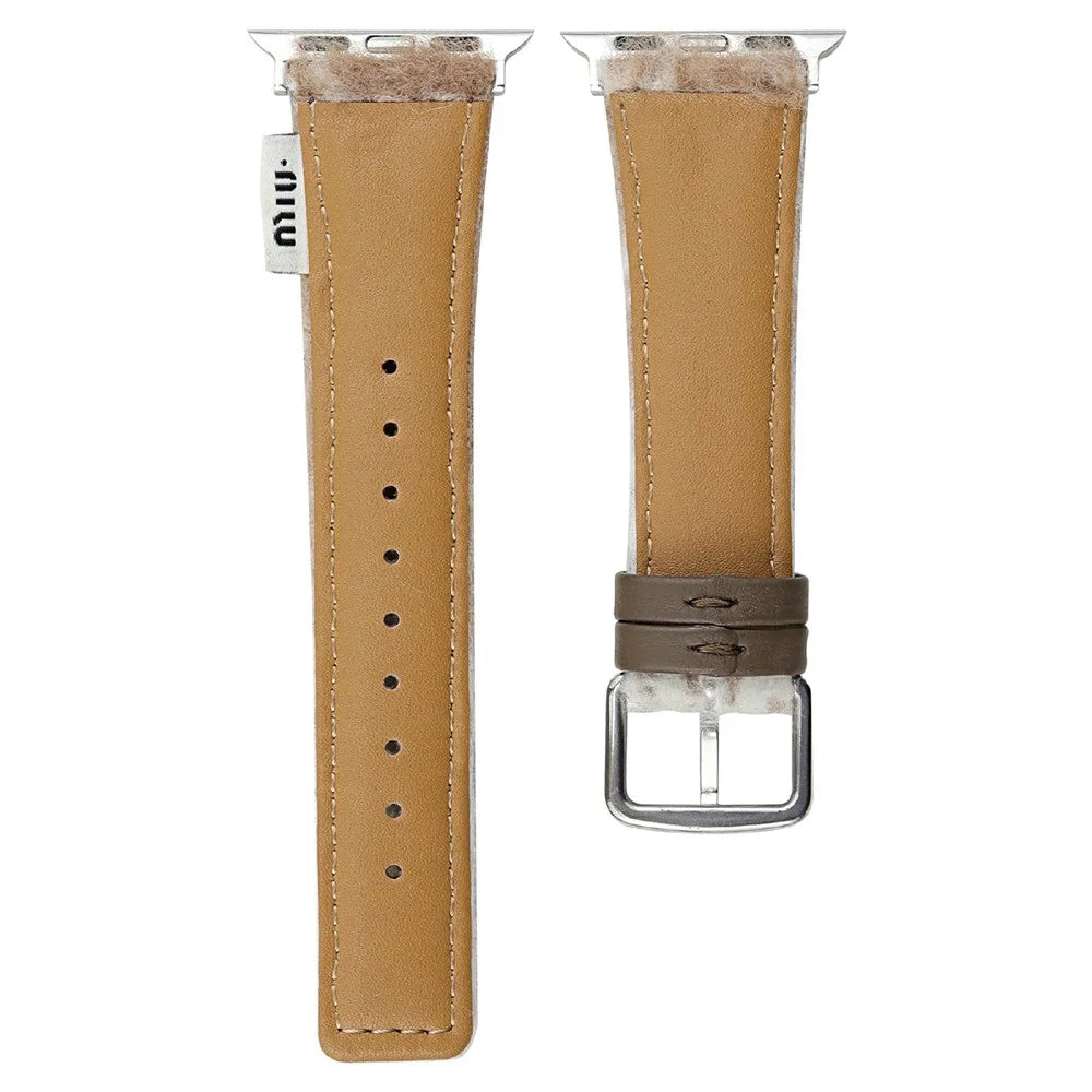 Fabric + Leather Watch Band for Apple Watch Series 11 10 42mm  /  9 8 7 41mm  /  SE3 SE2 SE 6 5 4 40mm  /  3 2 1 38mm Gradient Color Design Wrist Strap - Pink - 2