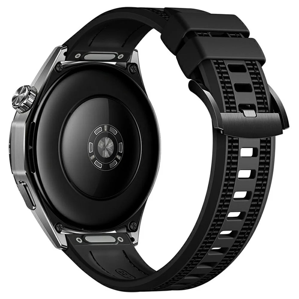 22mm Composite Nylon Silicone Band for Huawei Watch GT 6  /  5 Pro  /  5 46mm Quick Release Button Watch Strap - Black - 1