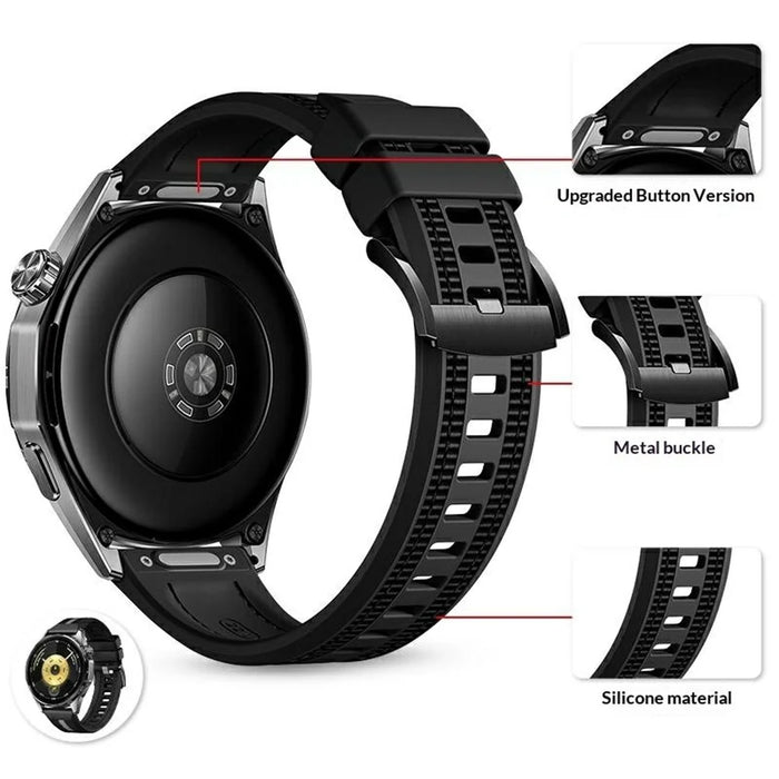 22mm Composite Nylon Silicone Band for Huawei Watch GT 6  /  5 Pro  /  5 46mm Quick Release Button Watch Strap - Black - 3