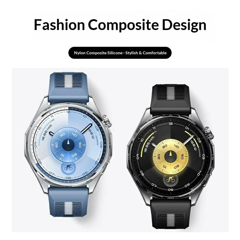 22mm Composite Nylon Silicone Band for Huawei Watch GT 6  /  5 Pro  /  5 46mm Quick Release Button Watch Strap - Black - 6