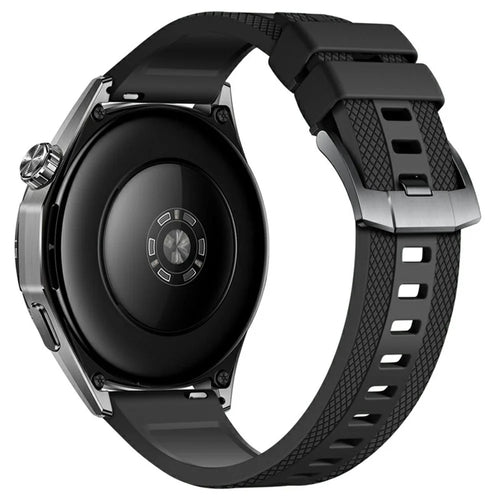22mm Textured Fluorubber Strap for Huawei Watch GT 6  /  5 Pro  /  5 46mm Replacement Watch Band - Black - 1